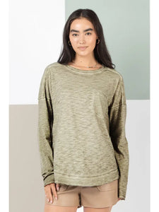 Wild Side Of Life Raw Edge Washed Oversized Comfy Knit Top