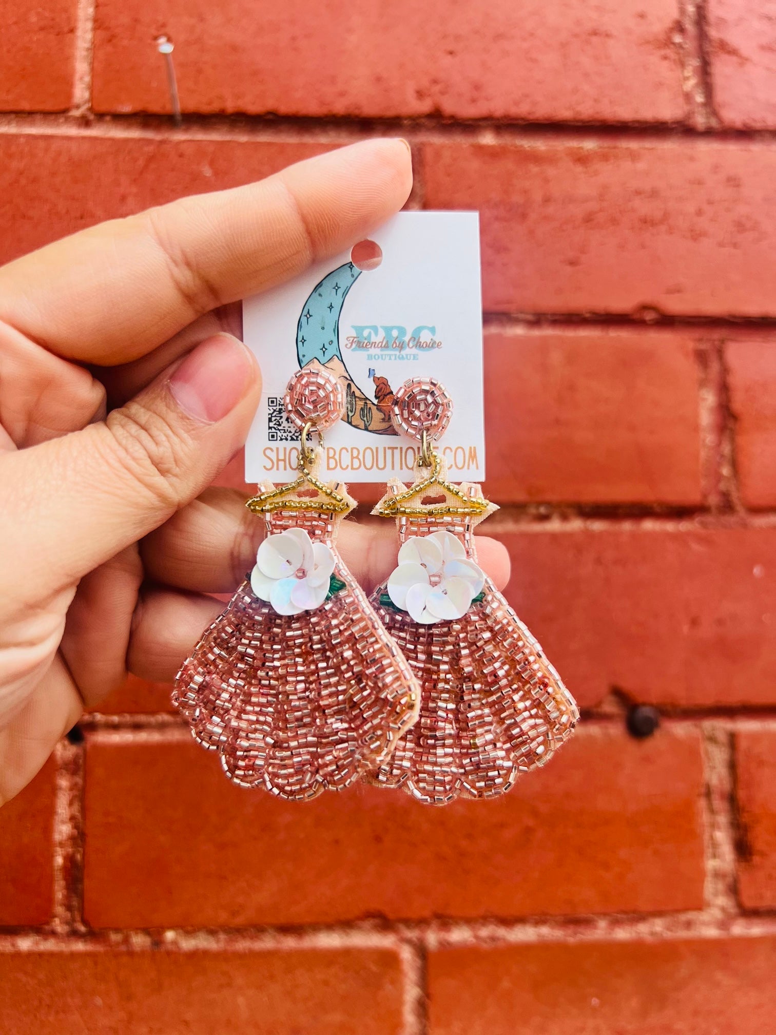 Made For It Pink Beaded Dress Post Drop Earrings