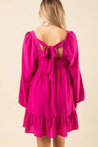 Champaign And Pink Party Lights Bust Pleated Backless Mini Dress