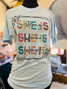 She Is Strong Blue Comfy Tee