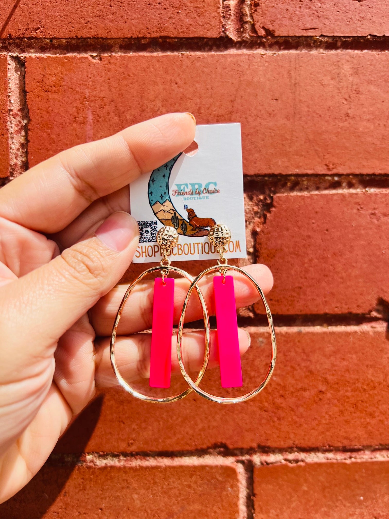 Pink Promises Pink & Gold Layered Post Drop Earrings