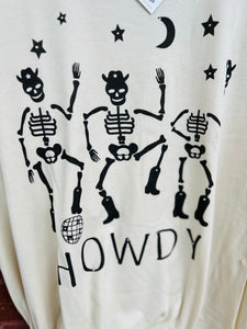 Halloween Howdy Disco Skeletons Comfy Tee
