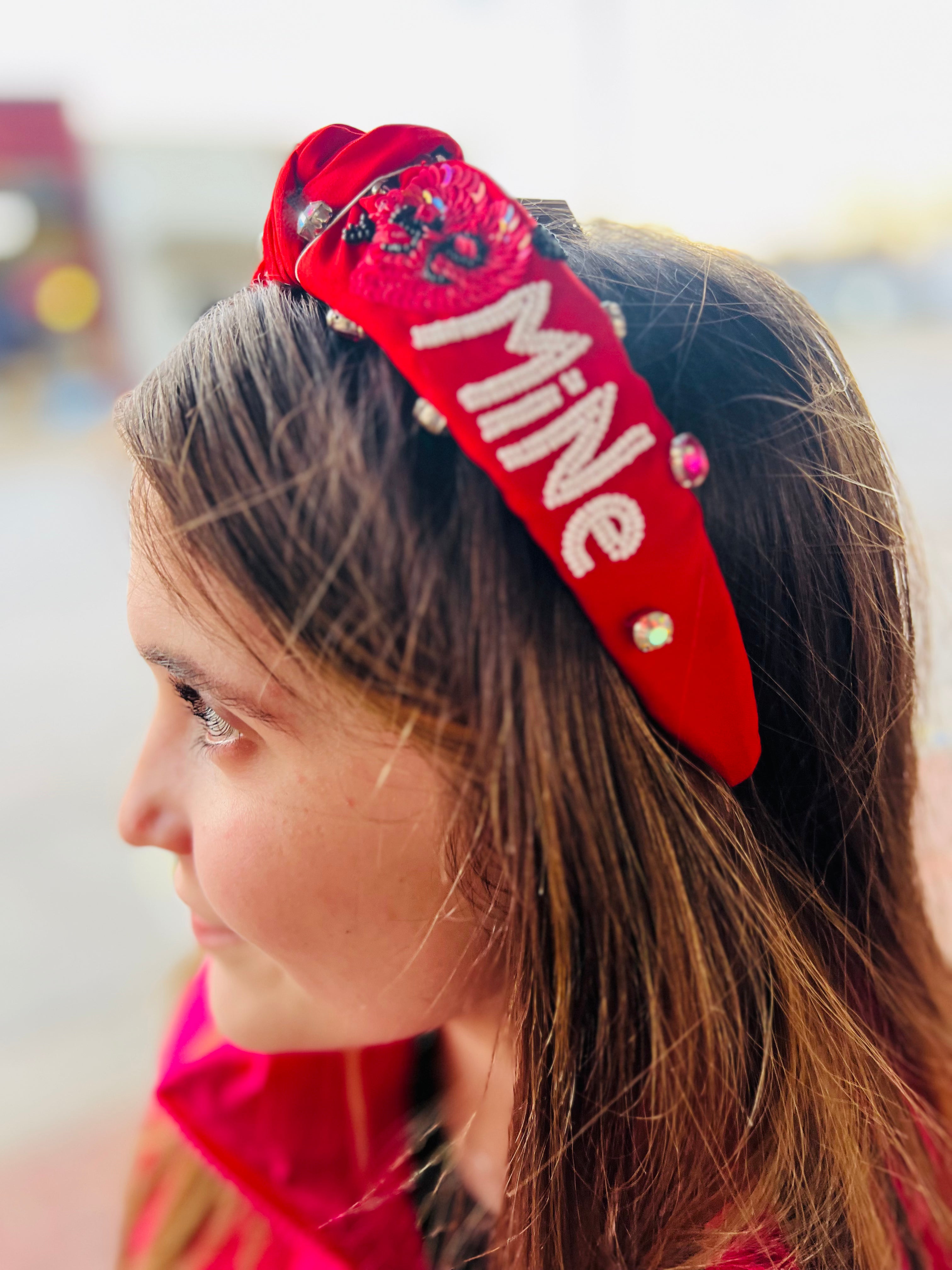 Be Mine Valentine Beaded Heart Valentines Red Headband