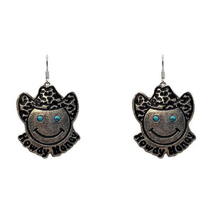 Howdy Honey Turquoise Metal Dangle Earrings