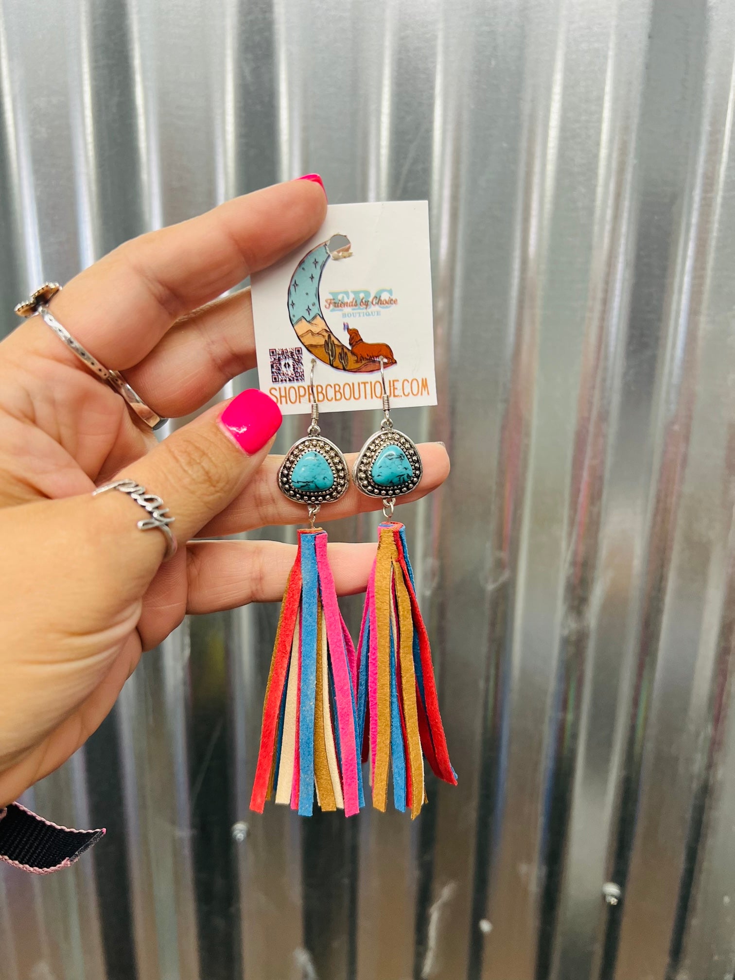 Truly Pretty Multi Color Fringe Turquoise Dangle Earrings