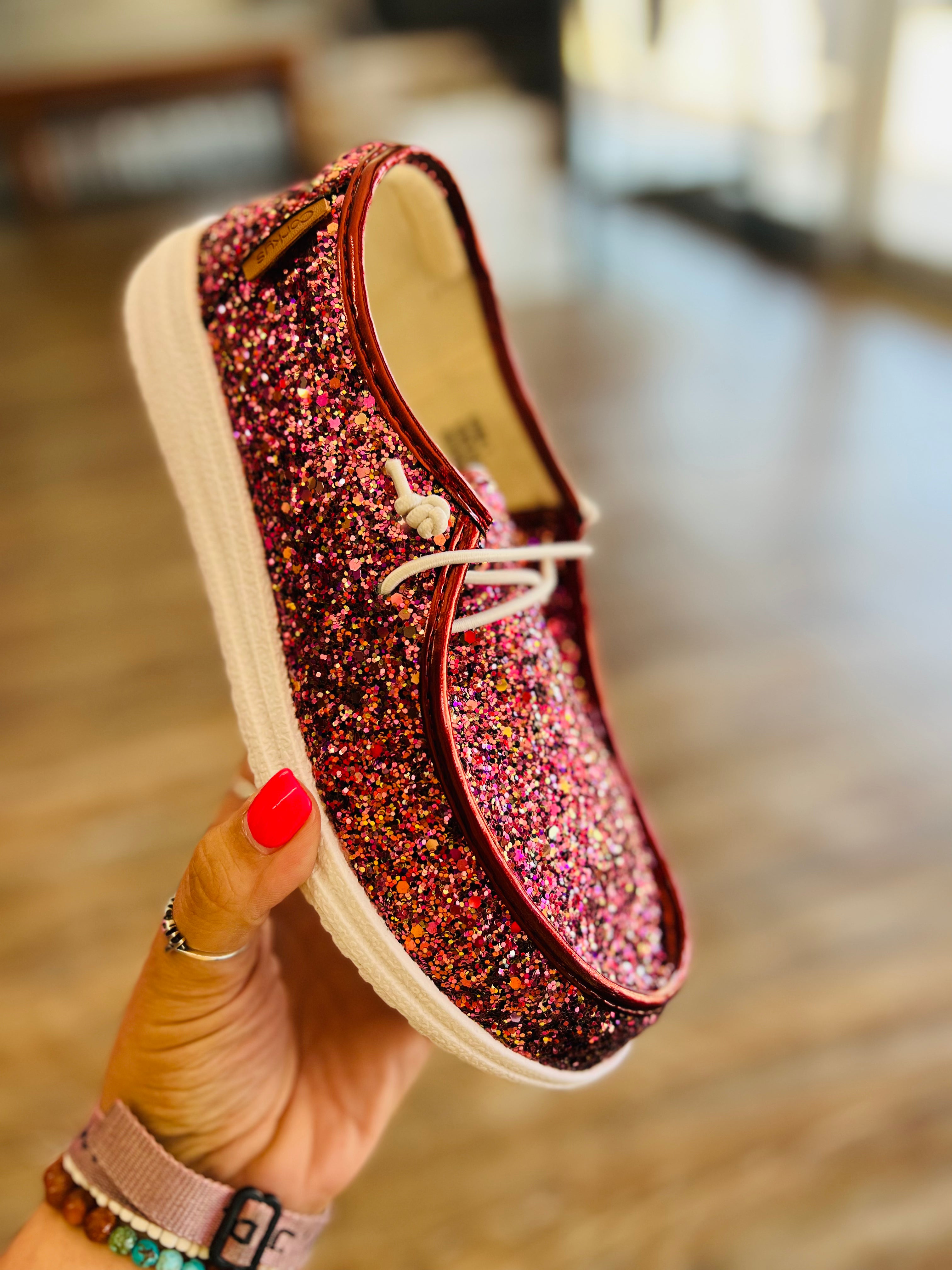All The Glitter Things Mixed Berry Glitter Corkys Kayak Slip On Shoes