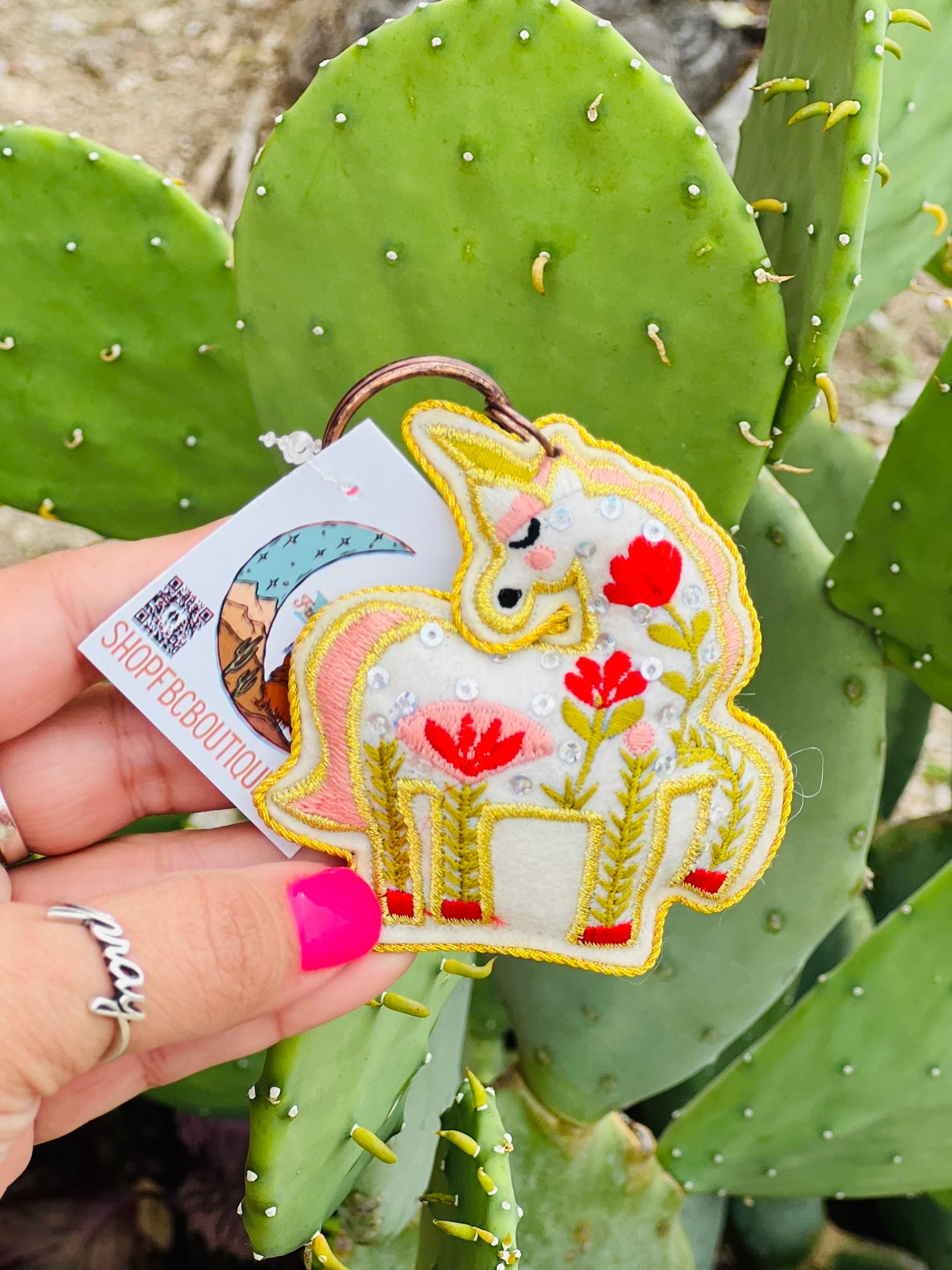 Unicorn Whimsical Embroidered Felt Keychain Charm