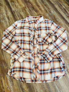 Falling For You All Over Again Blue & Rust Plaid Button Up