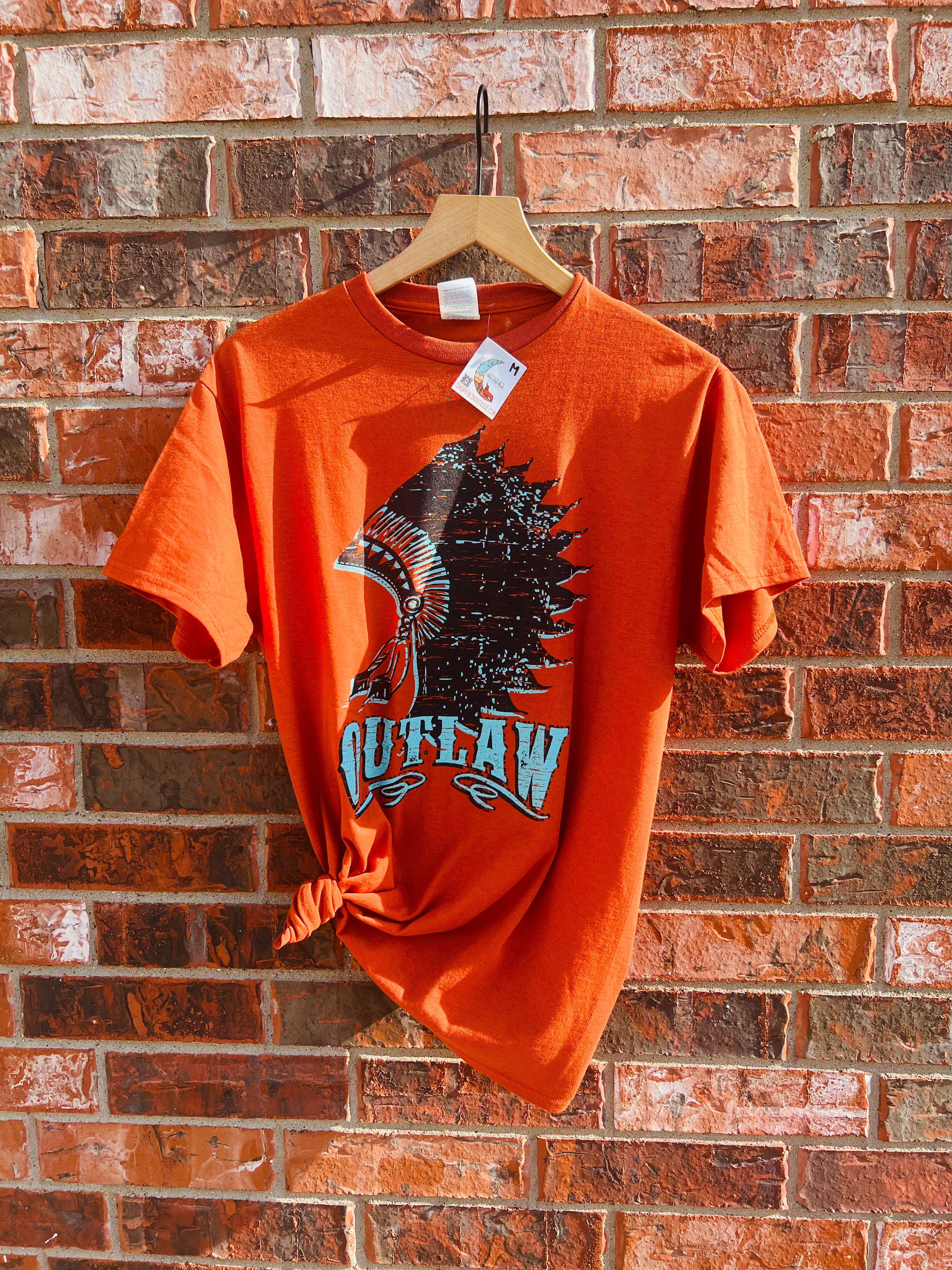 Outlaw Headdress Rust And Turquoise Tee