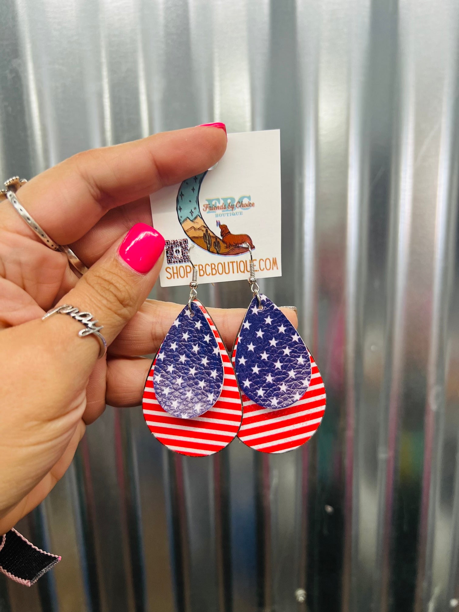 USA Flag  Stars & Stripes Patriotic Tear Drop Earrings