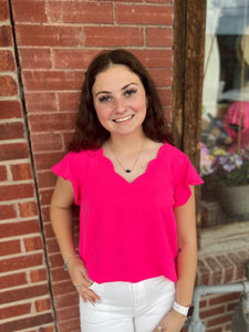 Taking My Time Pink Scalloped Top
