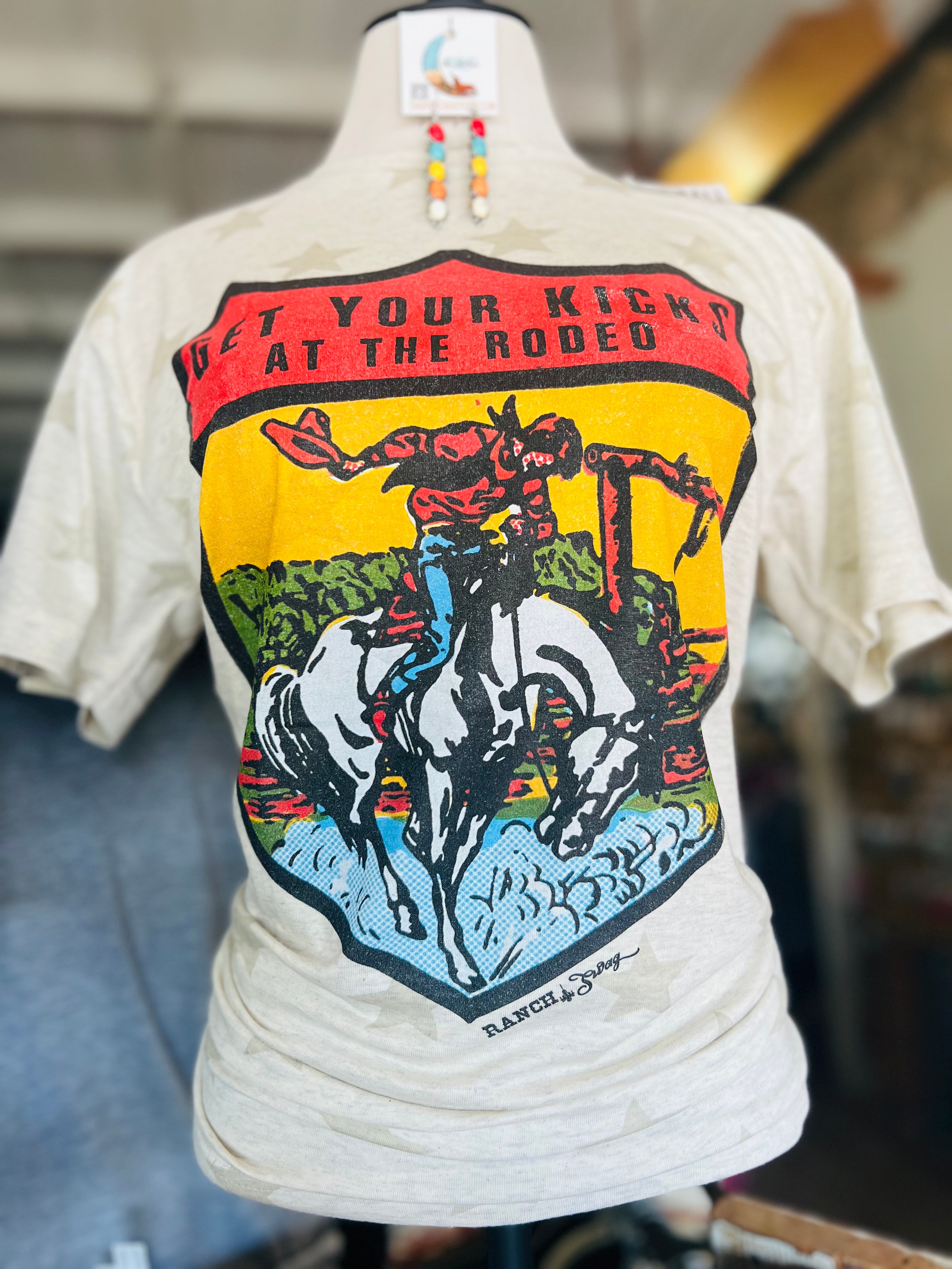 Get Your Kicks At The Rodeo Vintage Cowboy Star Comfy Tee