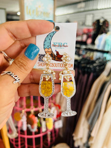 Toast To That Glitter Champagne Post Drop Earrings