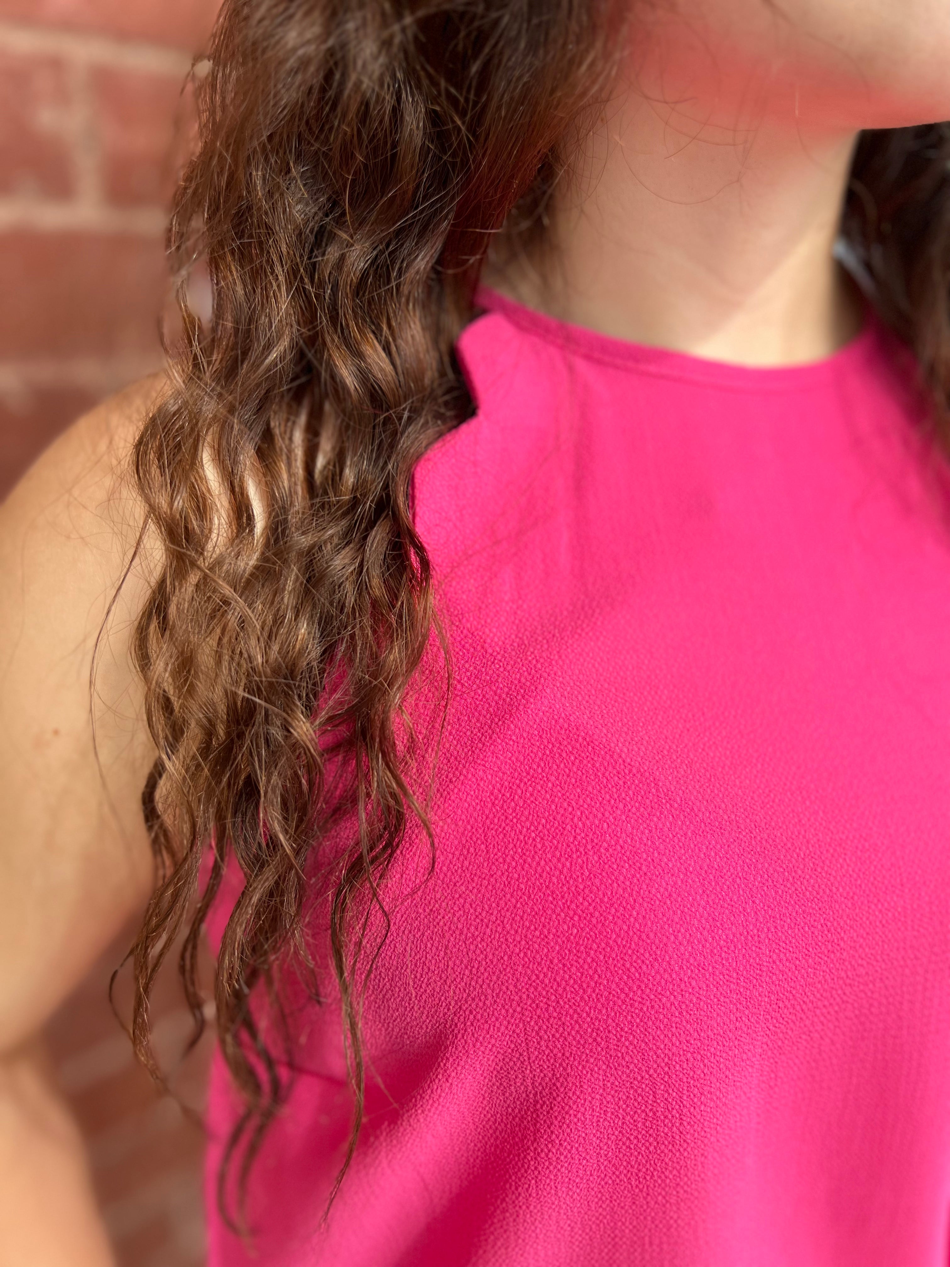 Just A Little Subtle Pink Scalloped Tank Top