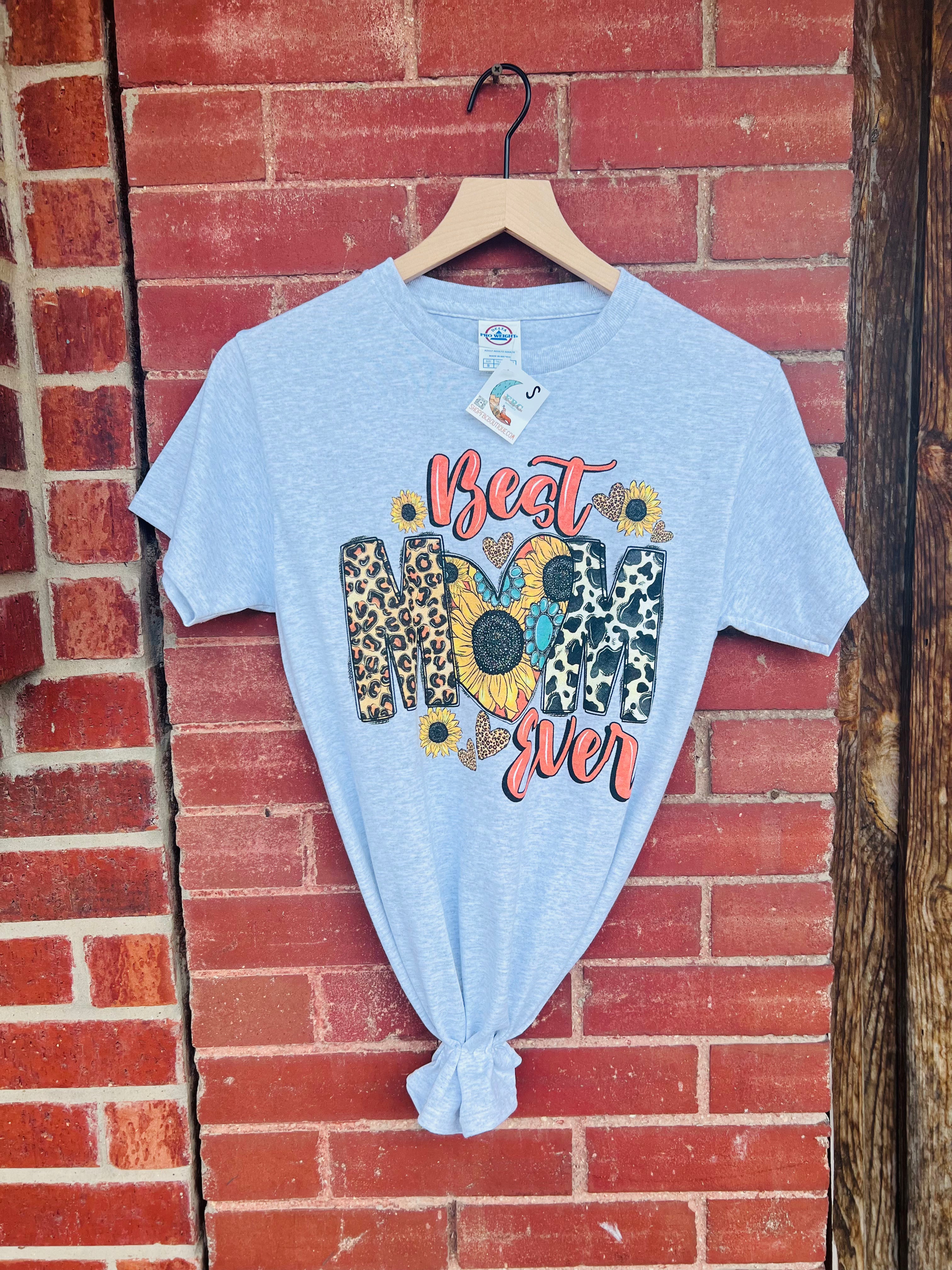 Best Mom Ever Leopard Sunflower Comfy Tee