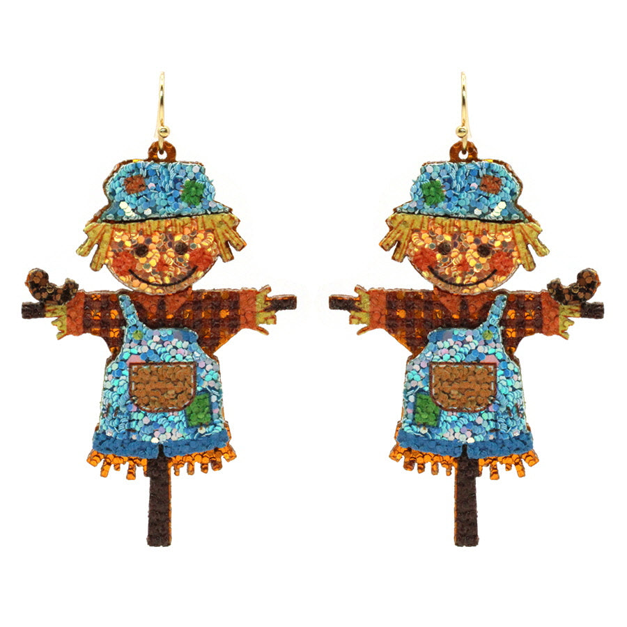 Scarecrow Delight Glitter Dangle Earrings