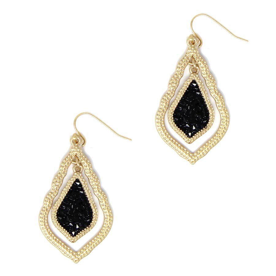 Clearing A Path Black Sparkle Dangle Earrings