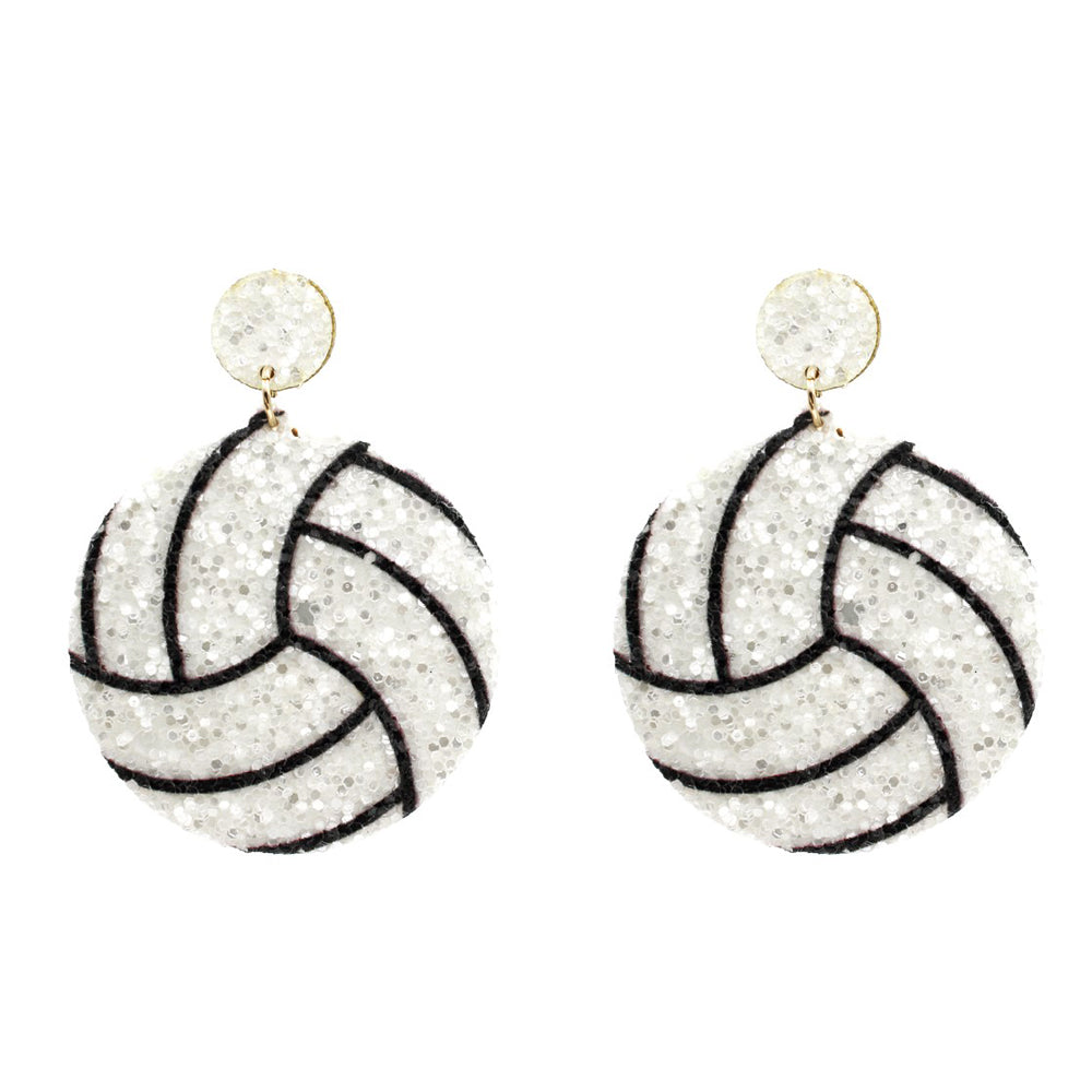 Can You Dig It Glitter Volleyball Post Drop Earrings