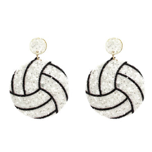 Can You Dig It Glitter Volleyball Post Drop Earrings