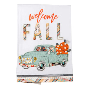 Welcome Fall Pumpkin Truck Tea Towel