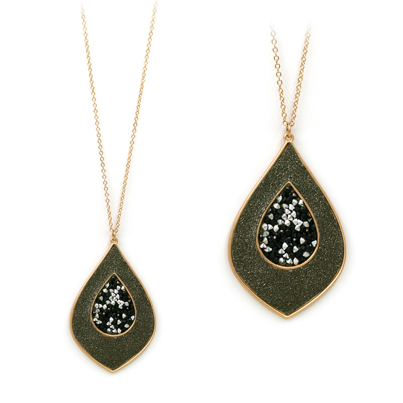 Won't You Drop By Pointed Teardrop Gold Sparkle Necklace