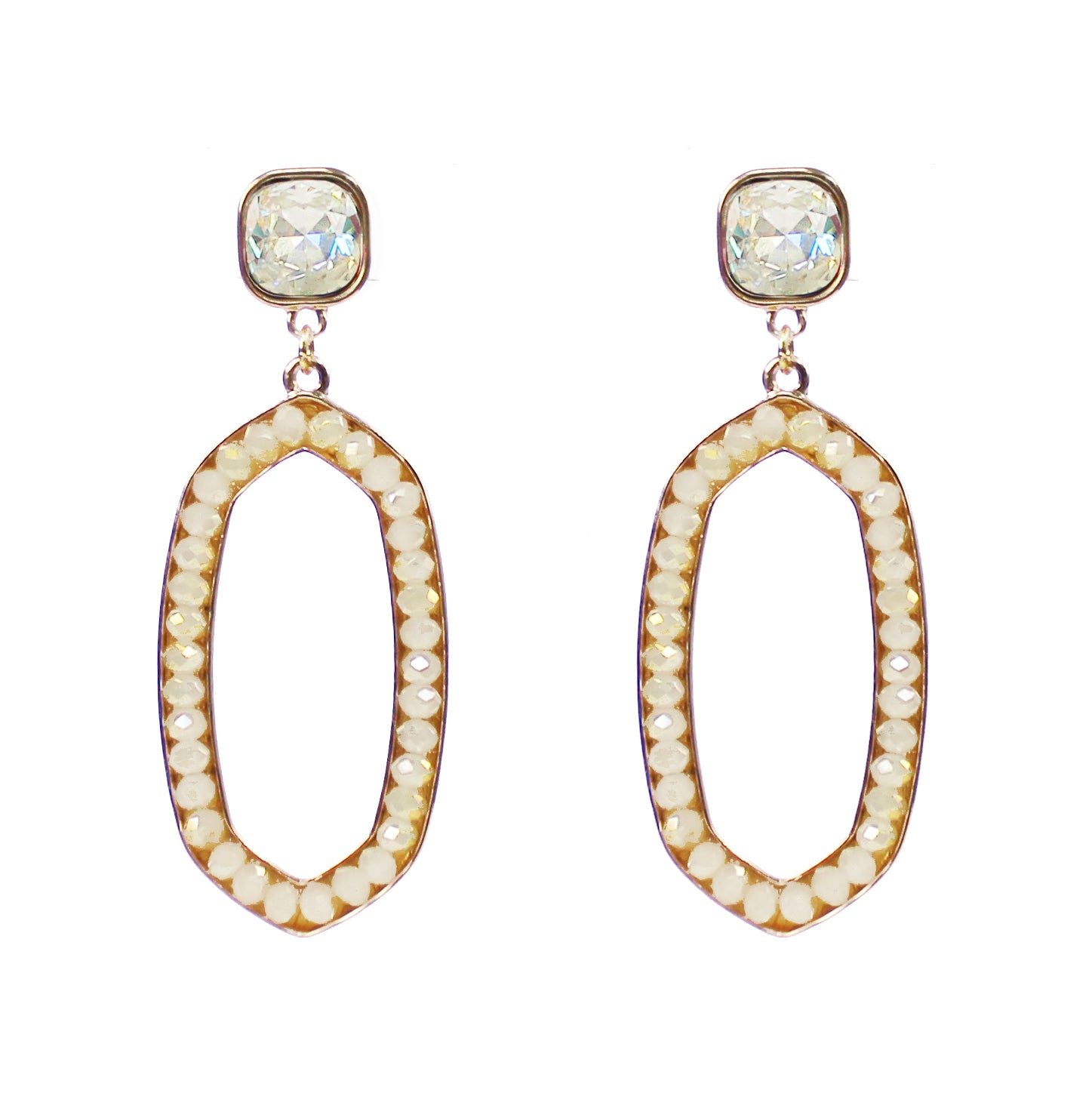 Rise Above Sparkle Cream Post Dangle Earrings