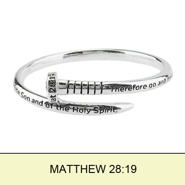 Matthew 28:19 Silver Toned Bracelet