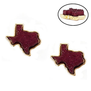 Texas In My Heart Druzy Texas Stud Earrings