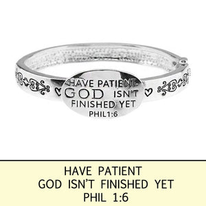 Philippians 1:6 Silver Toned Hinge Bracelet