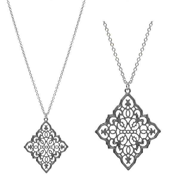 Meet Me At Midnight Silver Filigree Necklace