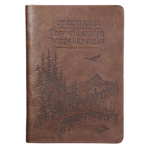 Soar Brown Faux Leather Classic Journal with Zipped Closure - Isaiah 40:31