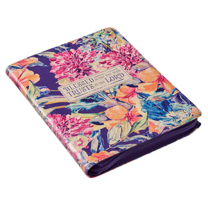 Blessed is the One Floral Faux Leather Classic Journal with Zipped Closure - Jeremiah 17:7