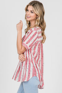 Let's Sailabrate Boat Striped Top