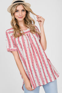 Let's Sailabrate Boat Striped Top