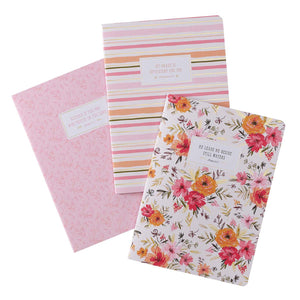 He Leads Me Pink Floral Large Notebook Set - Psalm 23:2