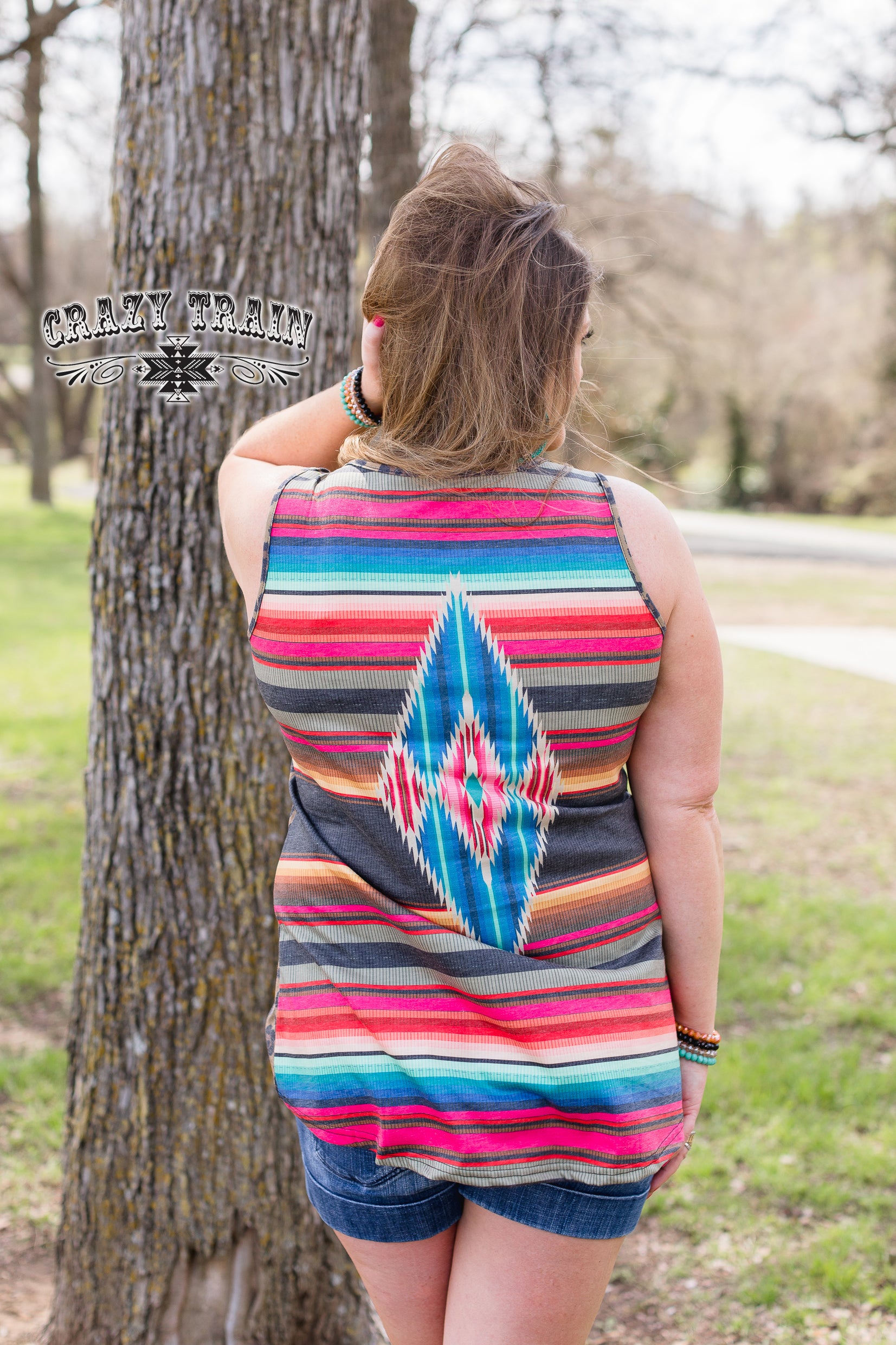 Wild One Crazy Train Serape Leopard Tank