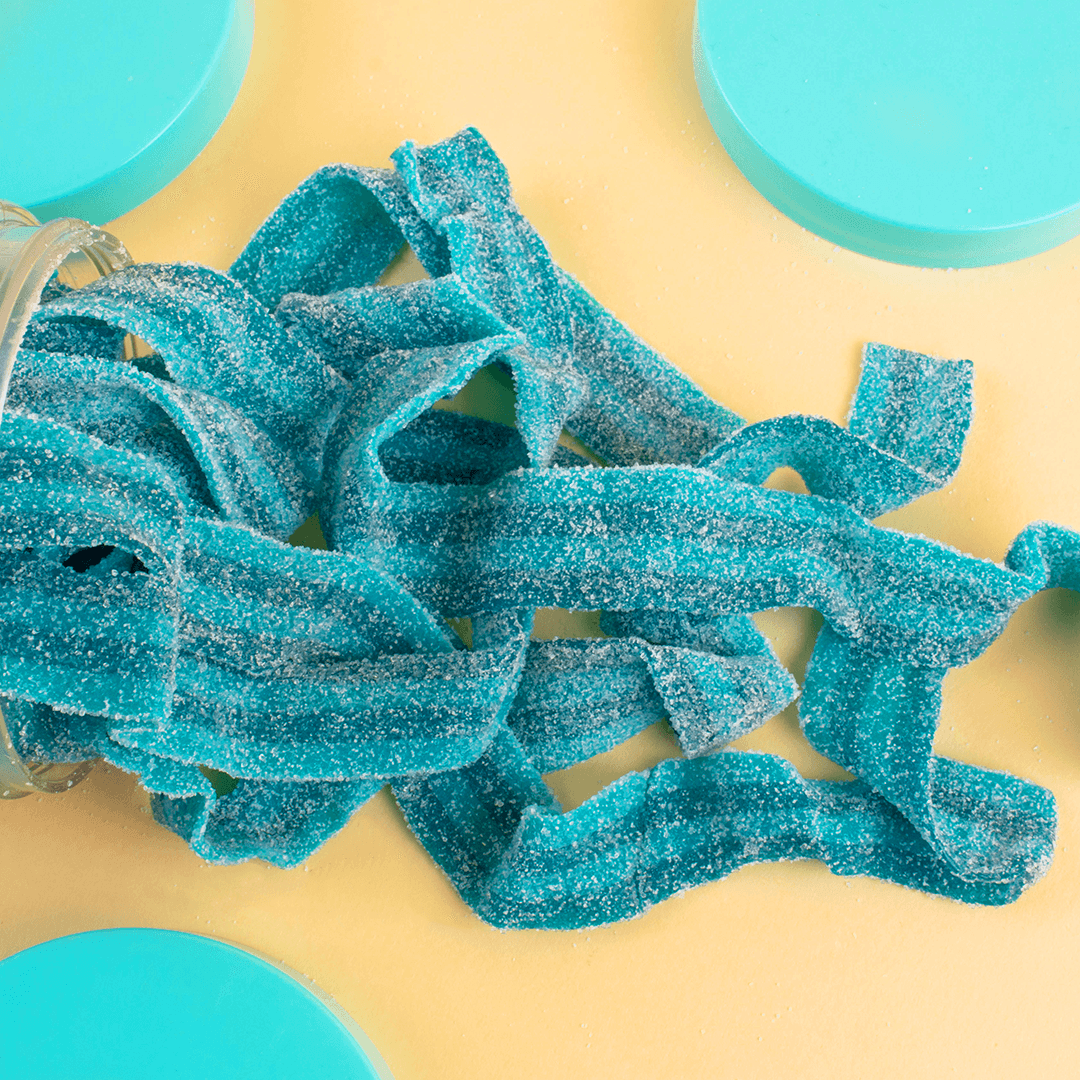 Blue Razz Sour Belts Candy Club