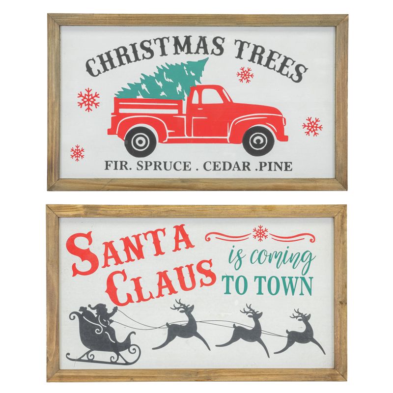 Christmas Santa Or Truck Wood Signs