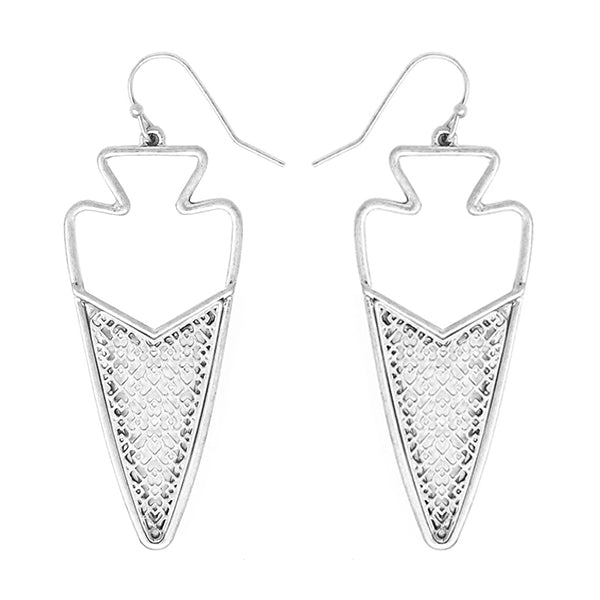 Pointed In The Right Direction Silver Dangle Earrings