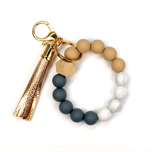 Everyday Life Grey & Marble Tassel Keychain Wristlet