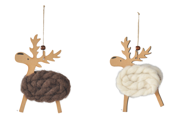 Wood Wrapped Reindeer Ornaments