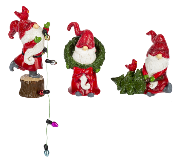 Gnome Figurines With Cardinals