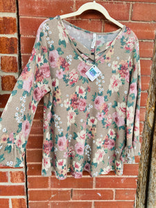 Stop And Smell The Roses Cream Floral Criss Cross Top