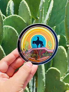 Cowboy Cantina Sunset Cactus Sticker