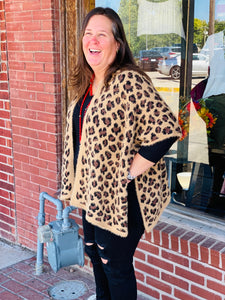 Totally Unstopable Leopard Fuzzy Open Cardigan