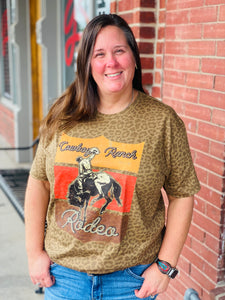 Cowboy Ranch Rodeo Brown Leopard Comfy Tee