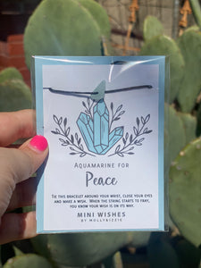 Aquamarine for Peace Wish Adjustable Crystal Bracelet