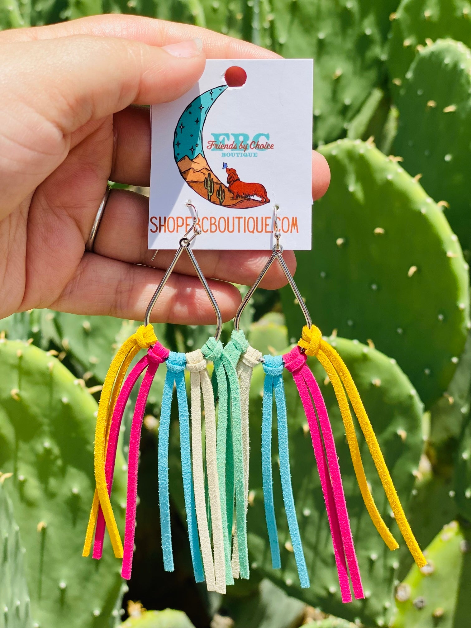Save Me A Seat Multi Color Suede Dangle Earrings