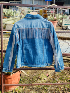 Livin' That Rhinestone Dream Andree By Unit Denim Rhinestone Fringe Jacket