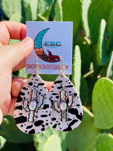 Catch You Later Black & White Cactus Dangle Earrings